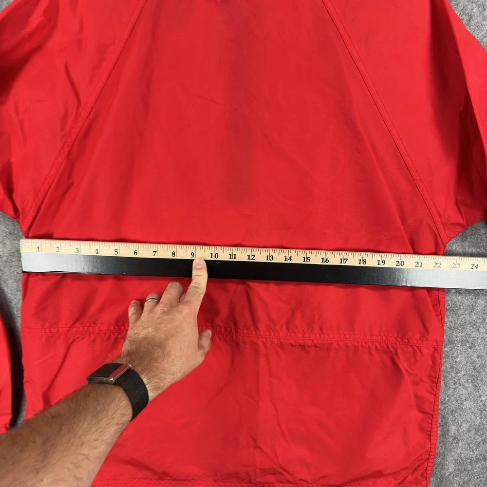 Vintage L.L.Bean Anorak Pullover Jacket Mens Large Red Nylon 1/4 Zip Hooded USA